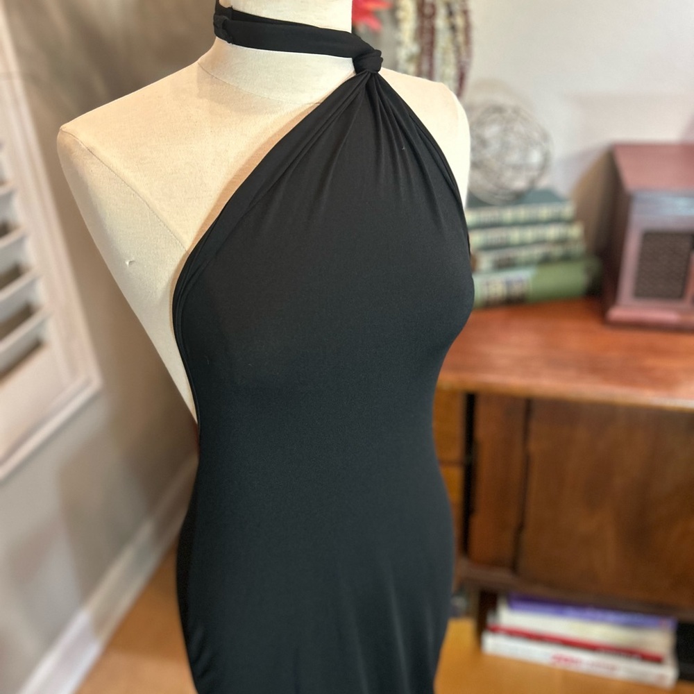 Elegant Black Halter Dress